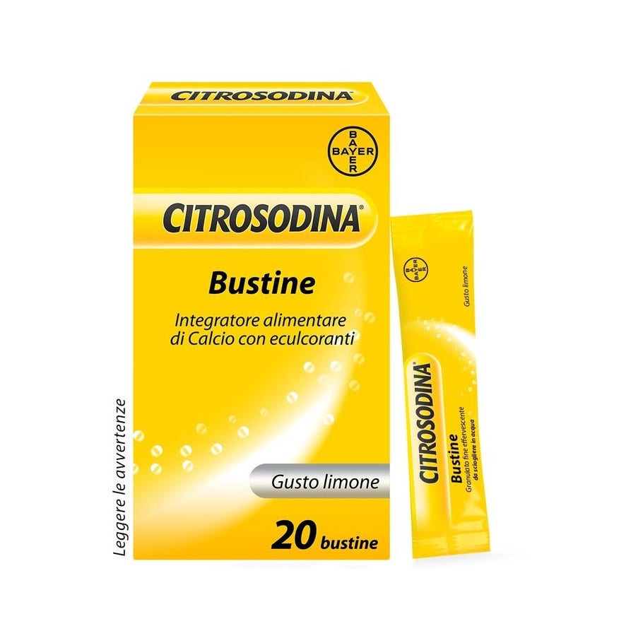Citrosodina Effervescente Complément alimentaire digestif au calcium, saveur citron, 20 sachets