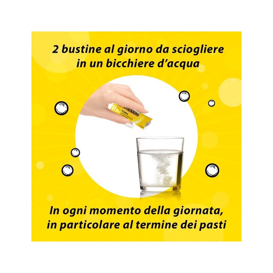 Citrosodina Effervescente Complément alimentaire digestif au calcium, saveur citron, 20 sachets