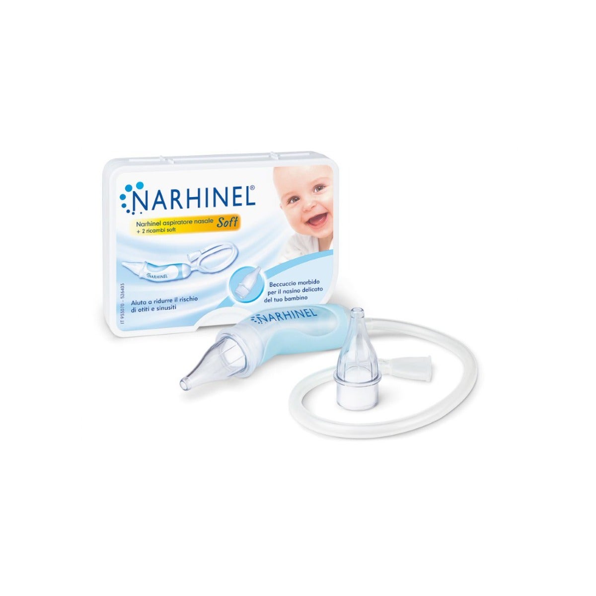 Narhinel Aspirateur nasal pour bébés et enfants Soft avec 2 embouts Soft et filtre absorbant
