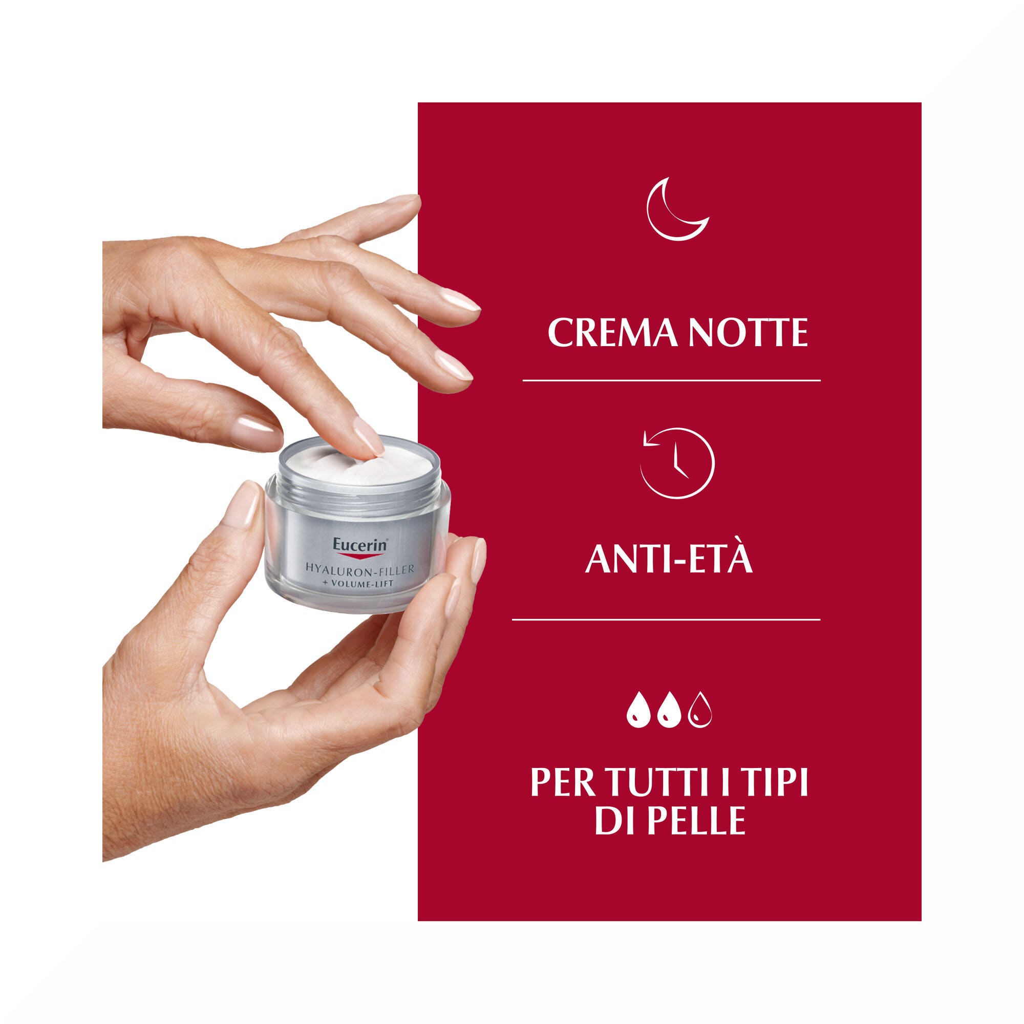 Eucerin Hyaluron-Filler+Volume-Lift Notte crema antirughe Pelle Normale 50ml