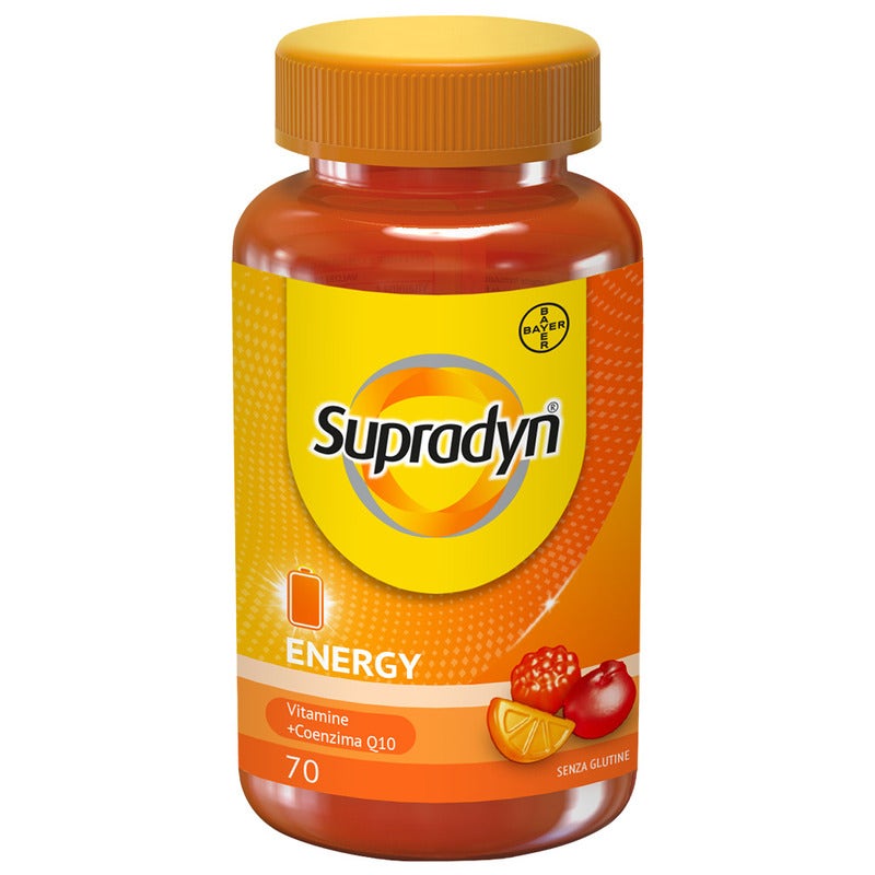 Supradyn Energy Complément alimentaire Vitamines A, B, C, D, E et coenzyme Q10 Contre la fatigue 70 bonbons gélifiés