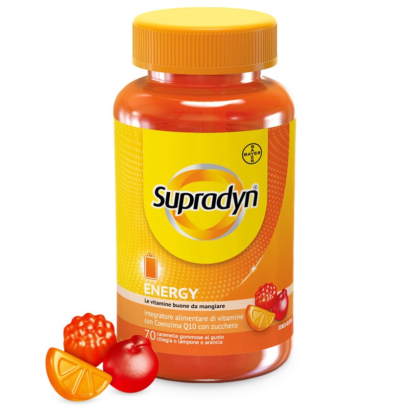 Supradyn Energy Complément alimentaire Vitamines A, B, C, D, E et coenzyme Q10 Contre la fatigue 70 bonbons gélifiés