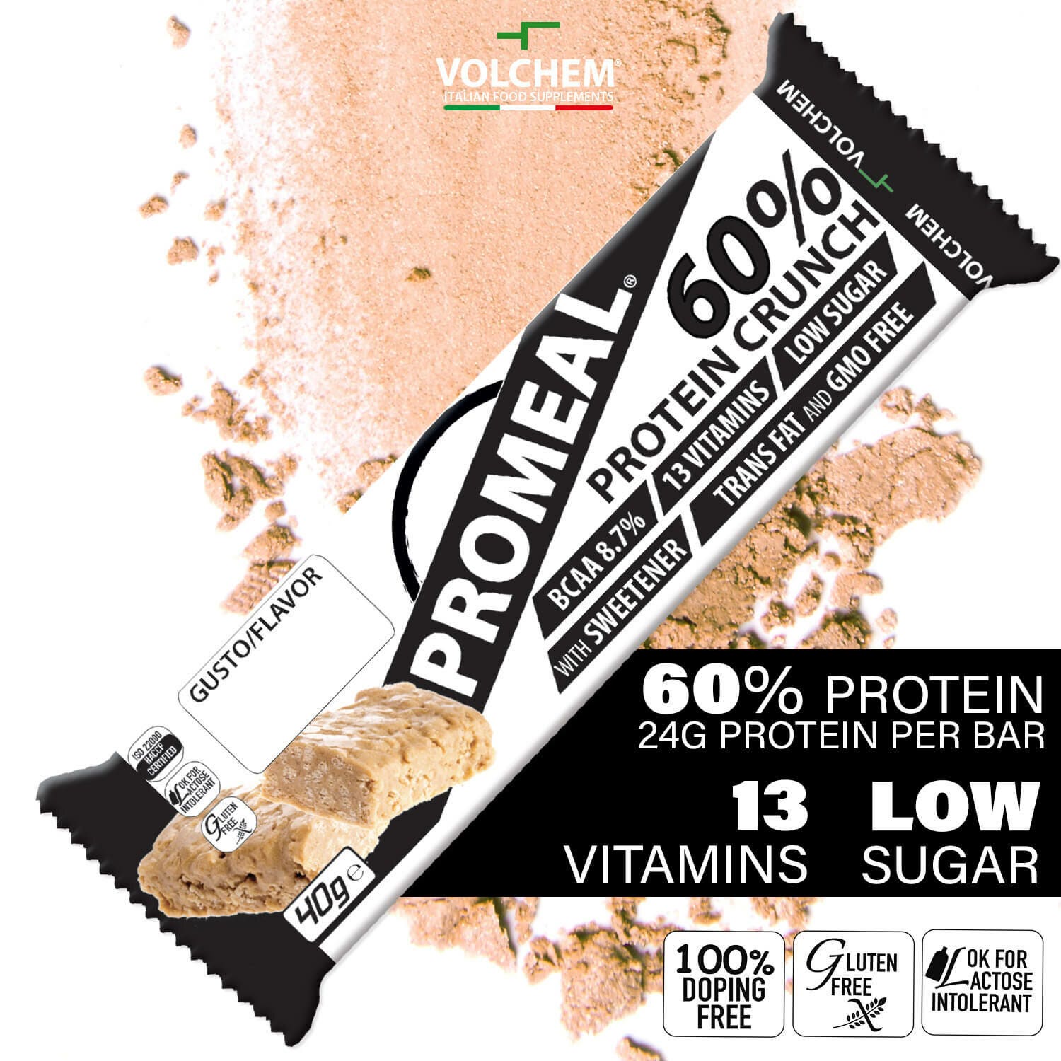 Promeal Protein Crunch 60% Barretta Proteica Gusto Vaniglia 40g