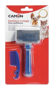 Camon Cardatore Cromato Taglia S Con Pettinino Per Cani E Gatti