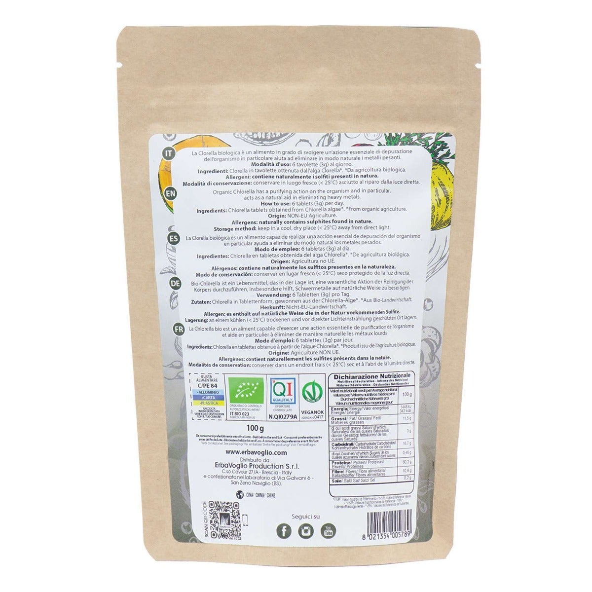 Erbavoglio Tavolette Di Clorella Bio 100g