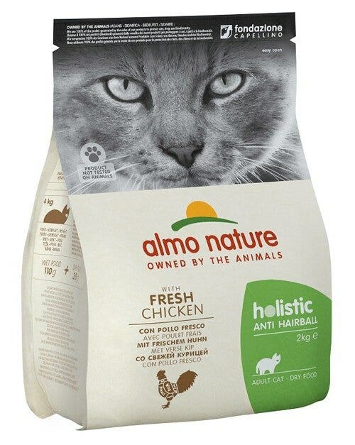 Almo Nature Anti-Hairball, croquettes au poulet frais pour chats adultes, sac de 2 kg