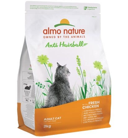 Almo Nature Anti-Hairball, croquettes au poulet frais pour chats adultes, sac de 2 kg