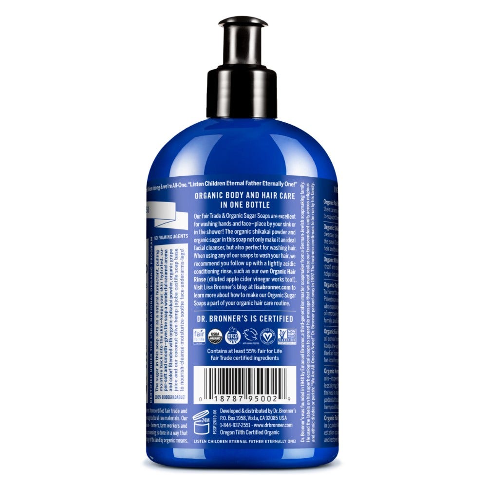 Dr. Bronner's Sapone Di Zucchero Bio Menta Piperita 355ml