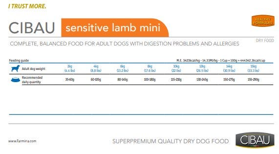 Cibau Adult Mini Sensitive Agnello Per Cani Adulti 2.5kg