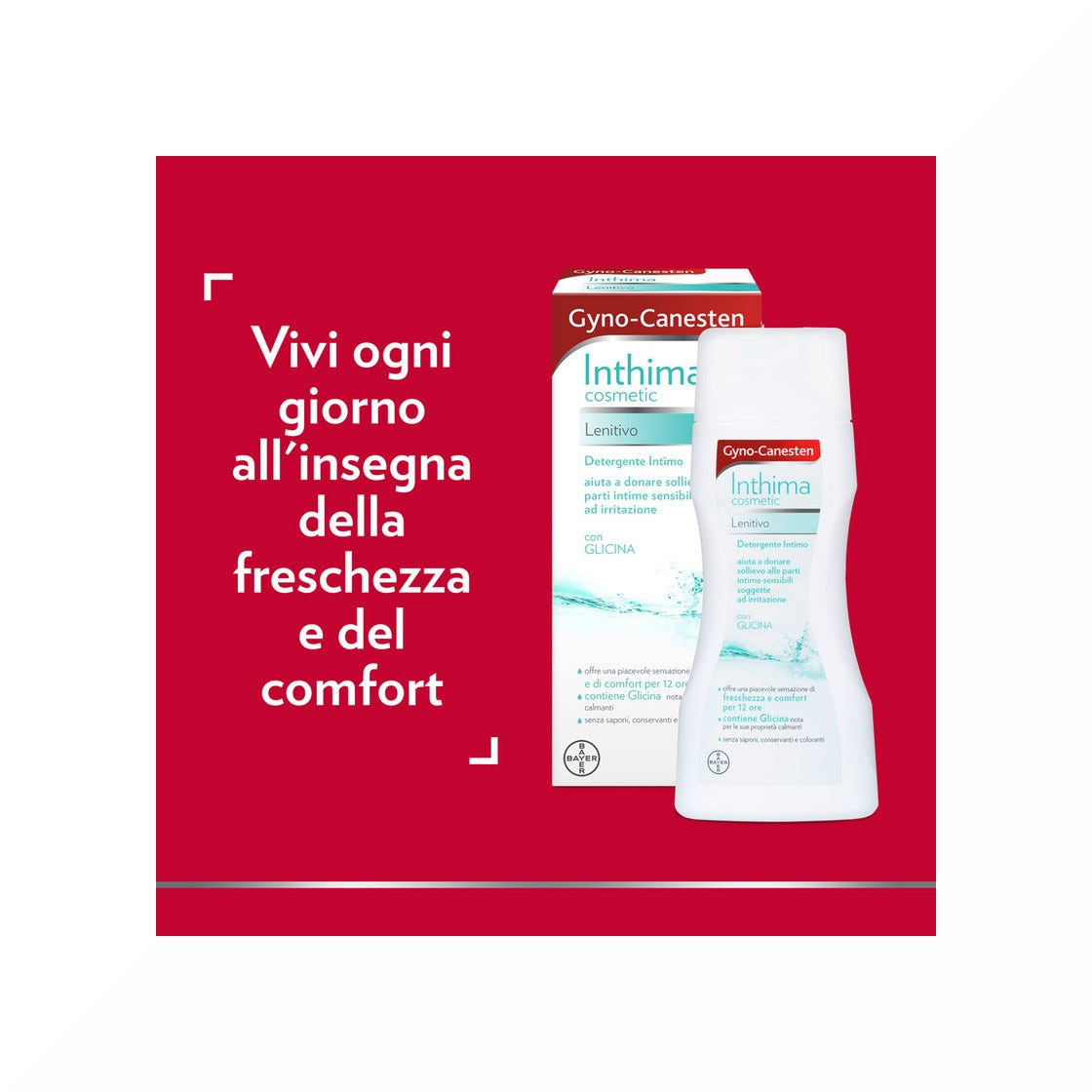 Gyno-Canesten Inthima Nettoyant intime apaisant pour l'hygiène intime, fraîcheur et confort 12 heures 200 ml