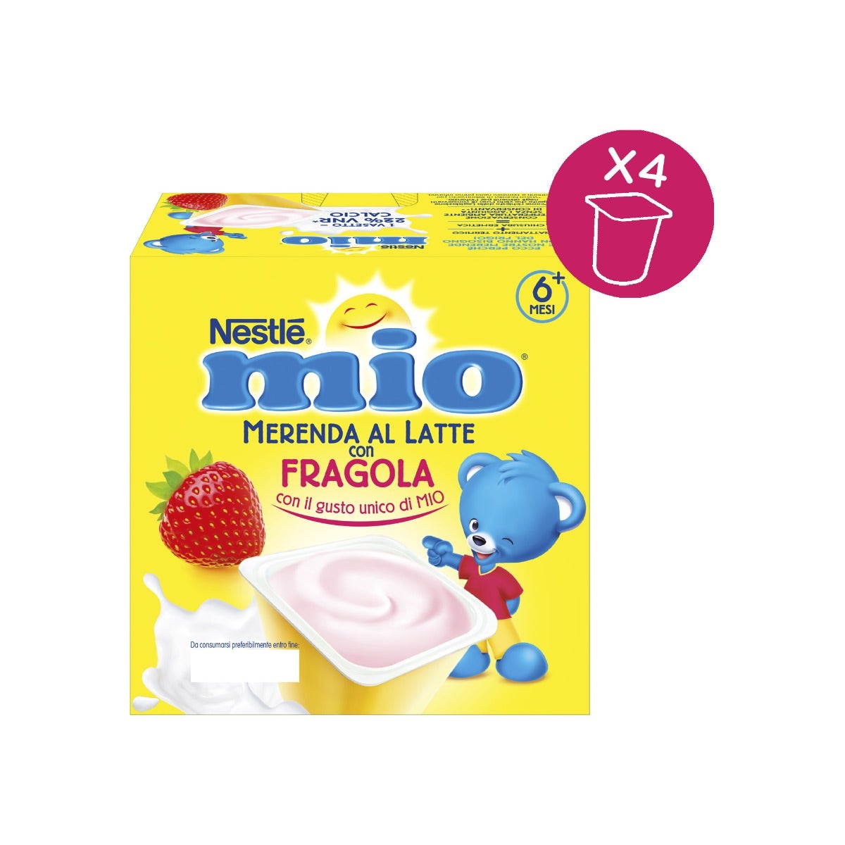 Nestlé Mio Merenda Al Latte Fragola 4 Vasetti da 100g