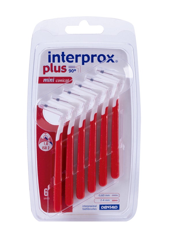 Interprox Plus Mini Conical, brosse interdentaire coudée 1,0 mm, blister de 6 pièces