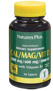 Nature's Plus CAL/MAG/D3 1200 mg/600 mg/1000IU con 100 mcg di Vitamina K2 Vaniglia 90 Tavolette