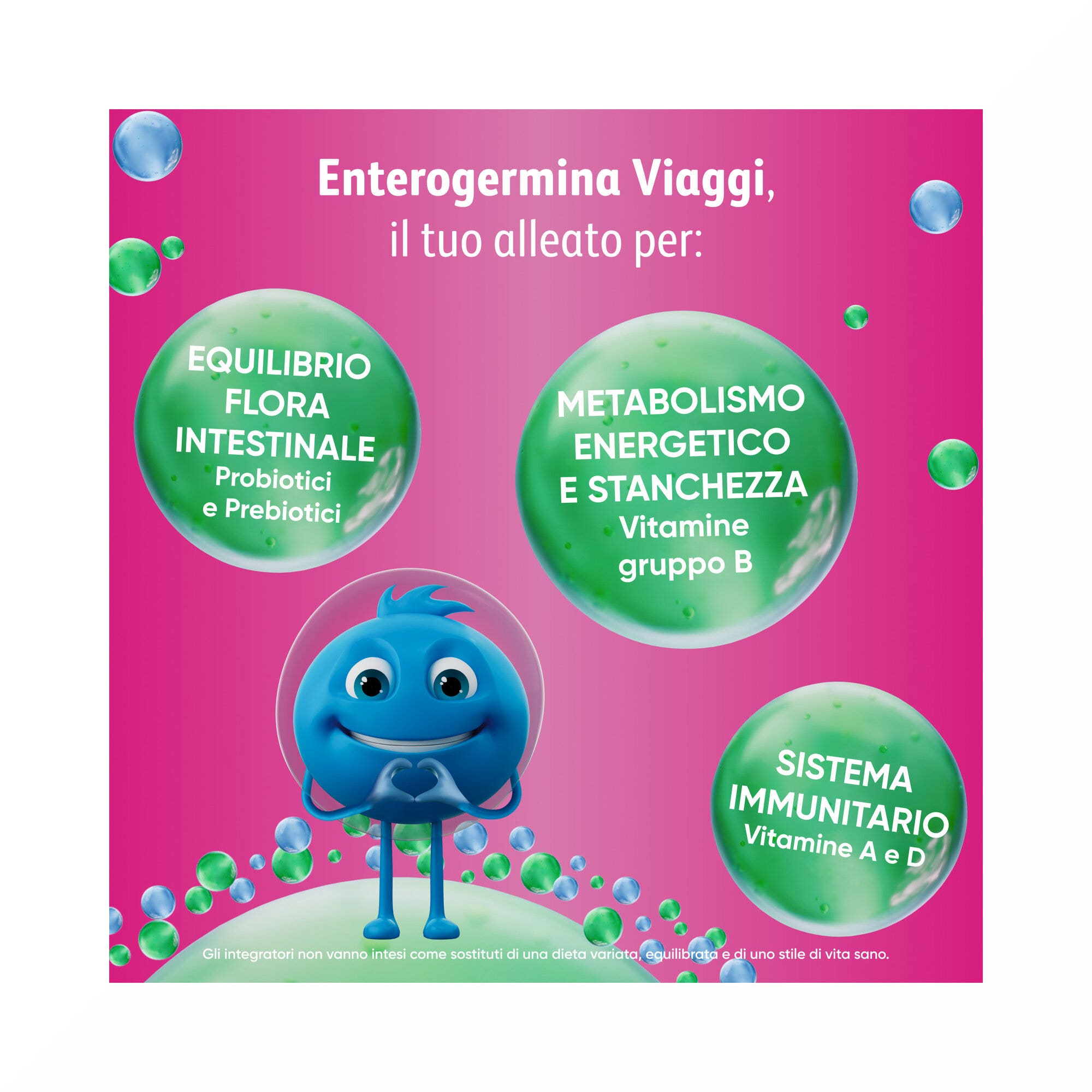 Enterogermina Viaggi Regolarità Intestinale Probiotici Vitamina A B12 B6 B9 e Vitamina D 12 Bustine