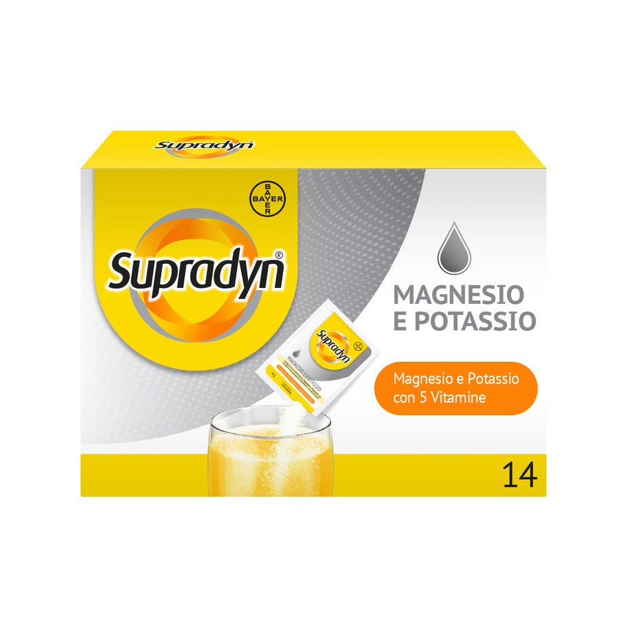 Supradyn Magnésium et Potassium, complément alimentaire pour le sport avec vitamines B, vitamine C et minéraux, 14 sachets effervescents