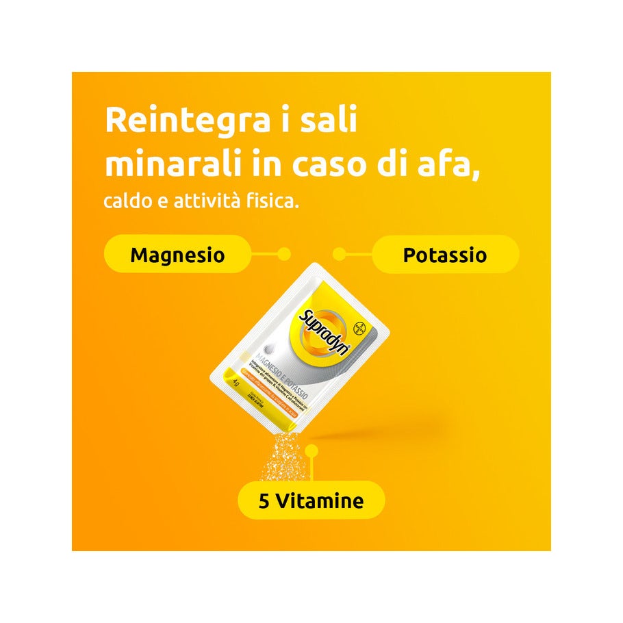 Supradyn Magnésium et Potassium, complément alimentaire pour le sport avec vitamines B, vitamine C et minéraux, 14 sachets effervescents