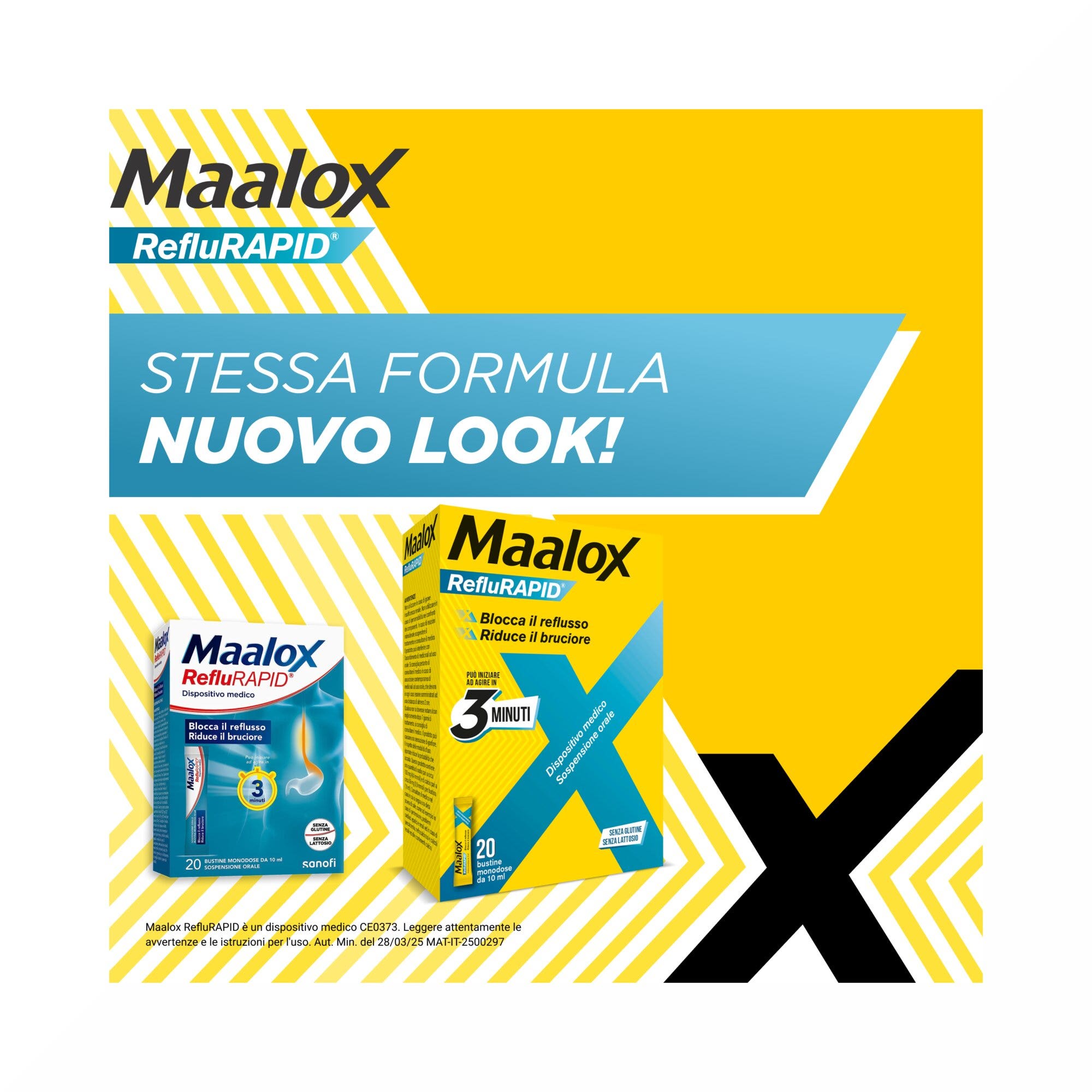 Maalox Reflurapid Blocca il Reflusso Neutralizza il Bruciore da Iperacidità 20 Bustine