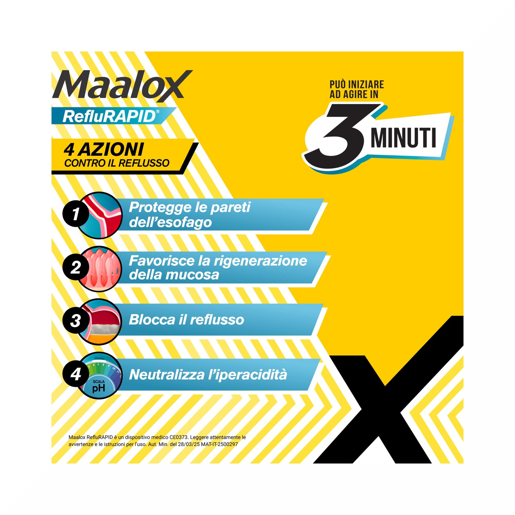 Maalox Reflurapid Blocca il Reflusso Neutralizza il Bruciore da Iperacidità 20 Bustine