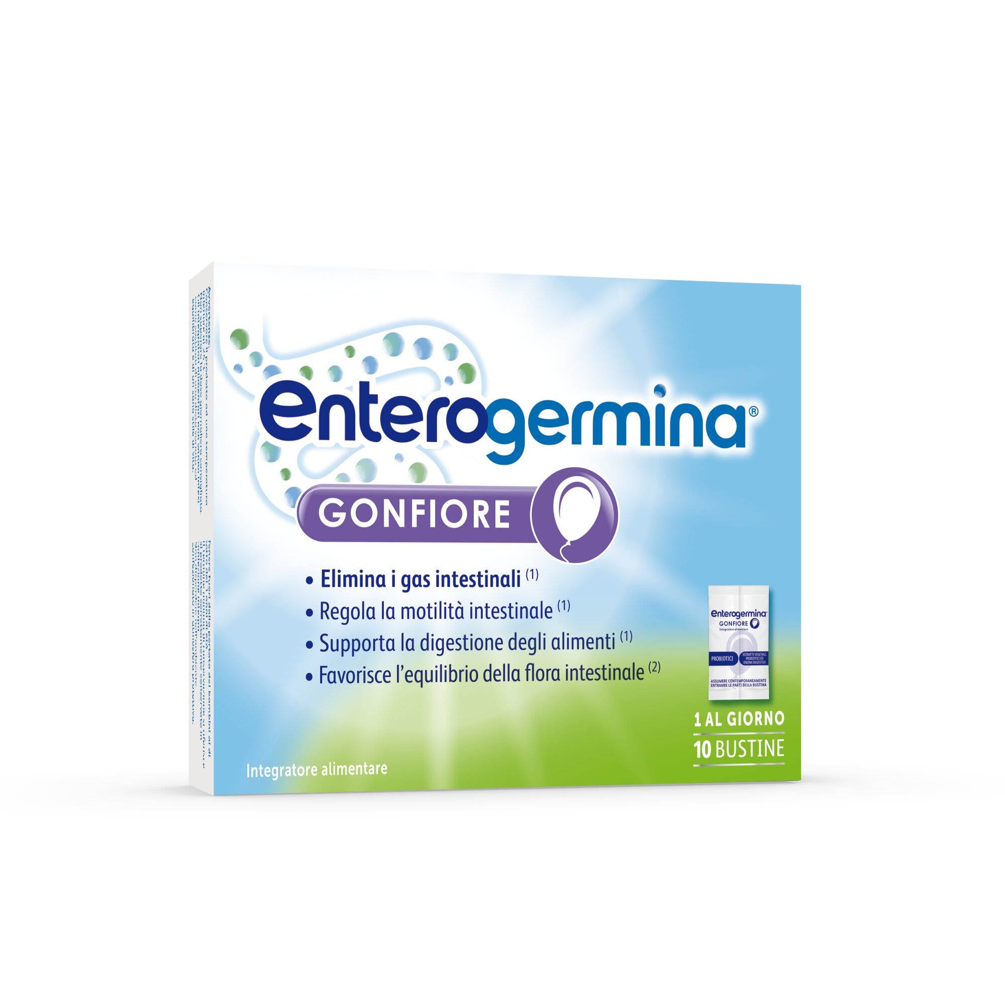 Enterogermina Gonflements Probiotiques Enzymes digestives Ferments lactiques Adultes Contre les ballonnements abdominaux 10 sachets