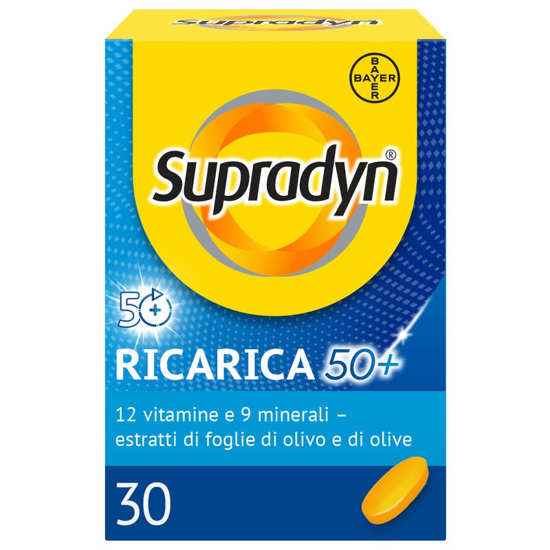 Supradyn Ricarica 50+ Complément alimentaire à base de vitamines et de minéraux avec antioxydants, 30 comprimés enrobés