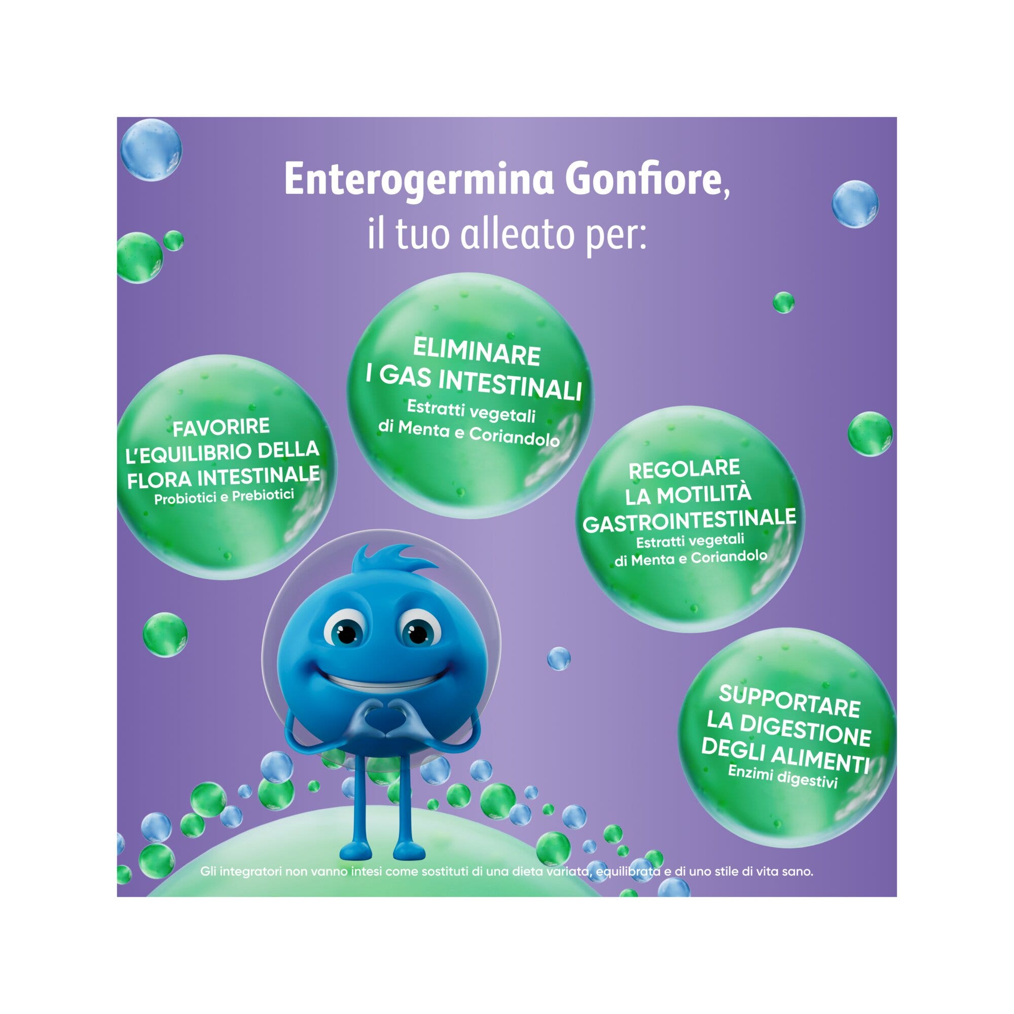 Enterogermina Gonflement Probiotiques Enzymes digestives Ferments lactiques Adultes Contre les ballonnements abdominaux 20 sachets