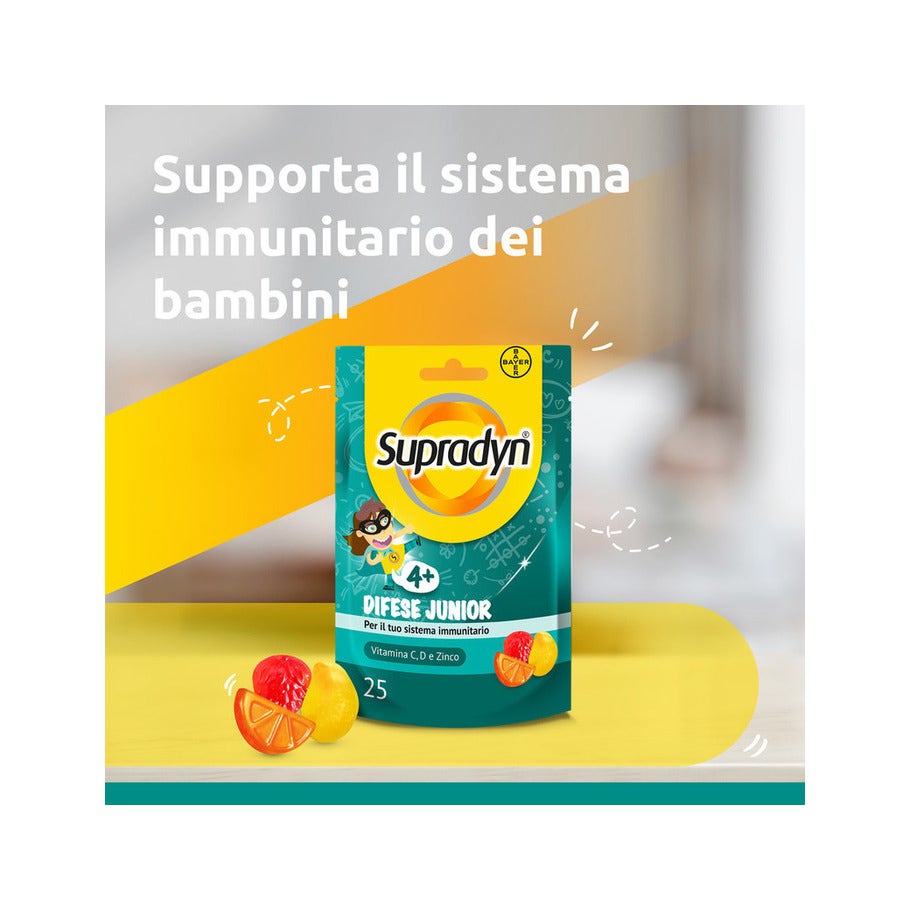 Supradyn Défenses Junior Complément alimentaire pour le système immunitaire avec vitamines C, D et zinc 25 bonbons gélifiés