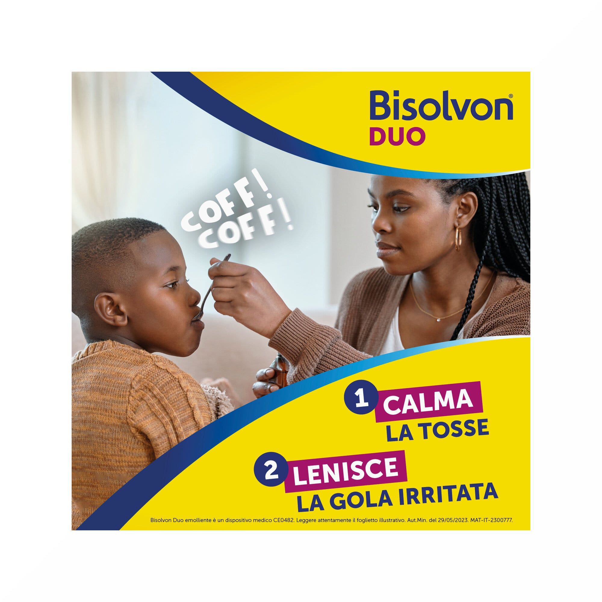 Bisolvon Duo Émollient Sirop contre la toux et la gorge irritée 100 ml