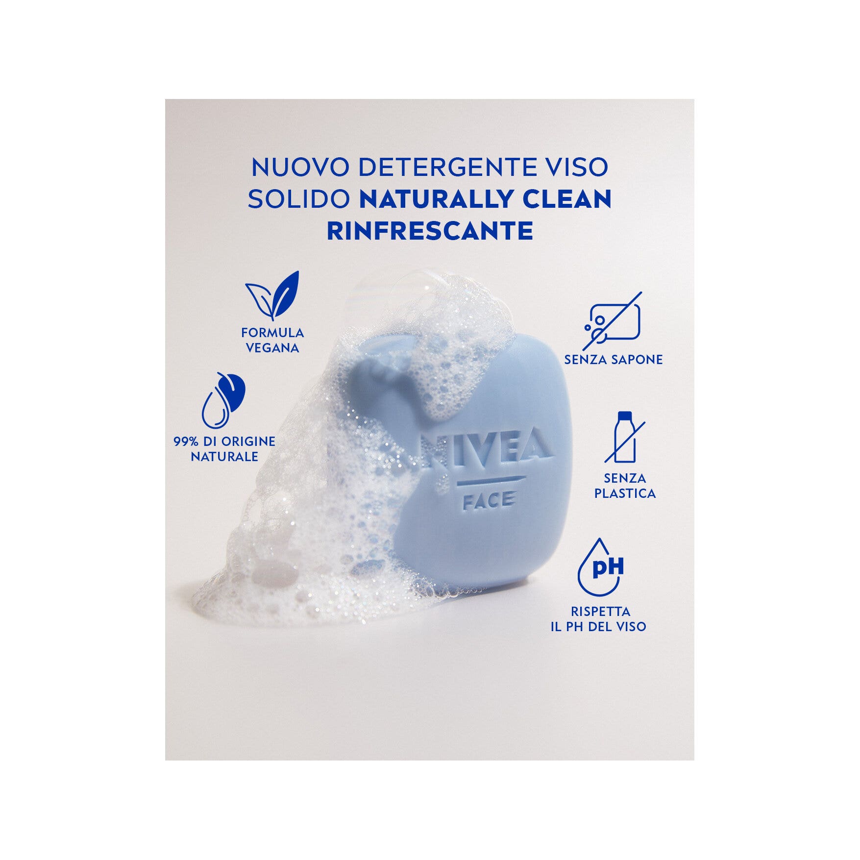 Nivea Naturally Clean Detergente Viso Solido Rinfrescante Detergente Viso Solido 75g