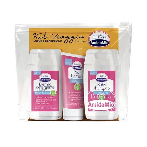 Euphidra Amido Mio Kit Viaggio Dermo Detergente 100 ml + Baby Shampoo 100ml + Pasta Barriera 25ml