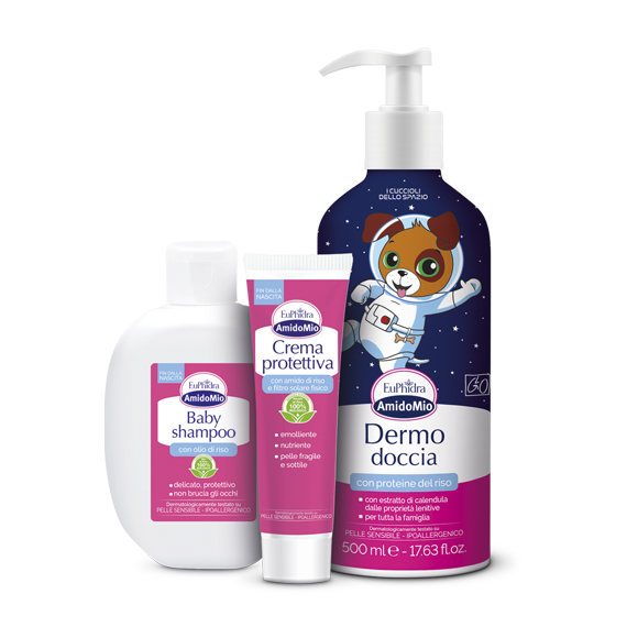 Euphidra Amido Mio L'astronave dei Cuccioli Dermodoccia 500ml + Shampoo 200ml + Crema 50ml