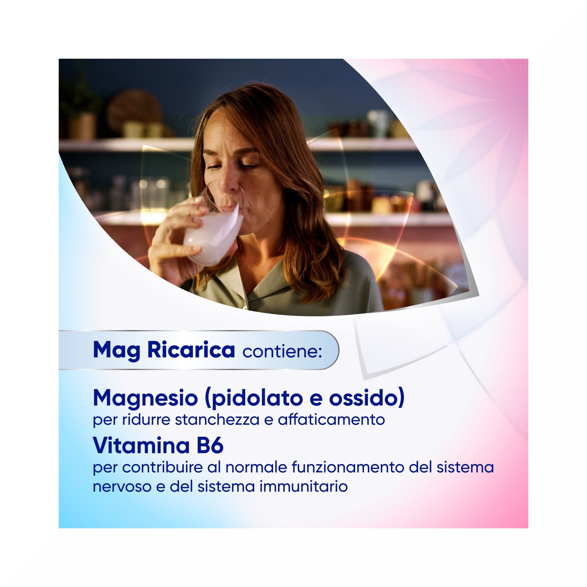 Mag Ricarica Integratore Alimentare Magnesio Pidolato, Magnesio Ossido e Vitamina B6, Stanchezza Mentale e Fisica 24 bustine