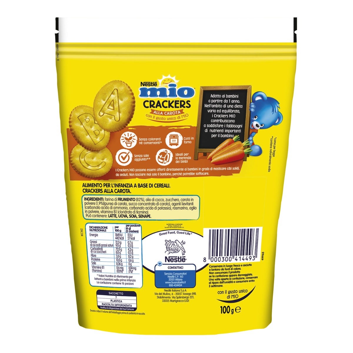 Nestlé Mio Crackers Alla Carota Da 12 Mesi Sacchetto 100g