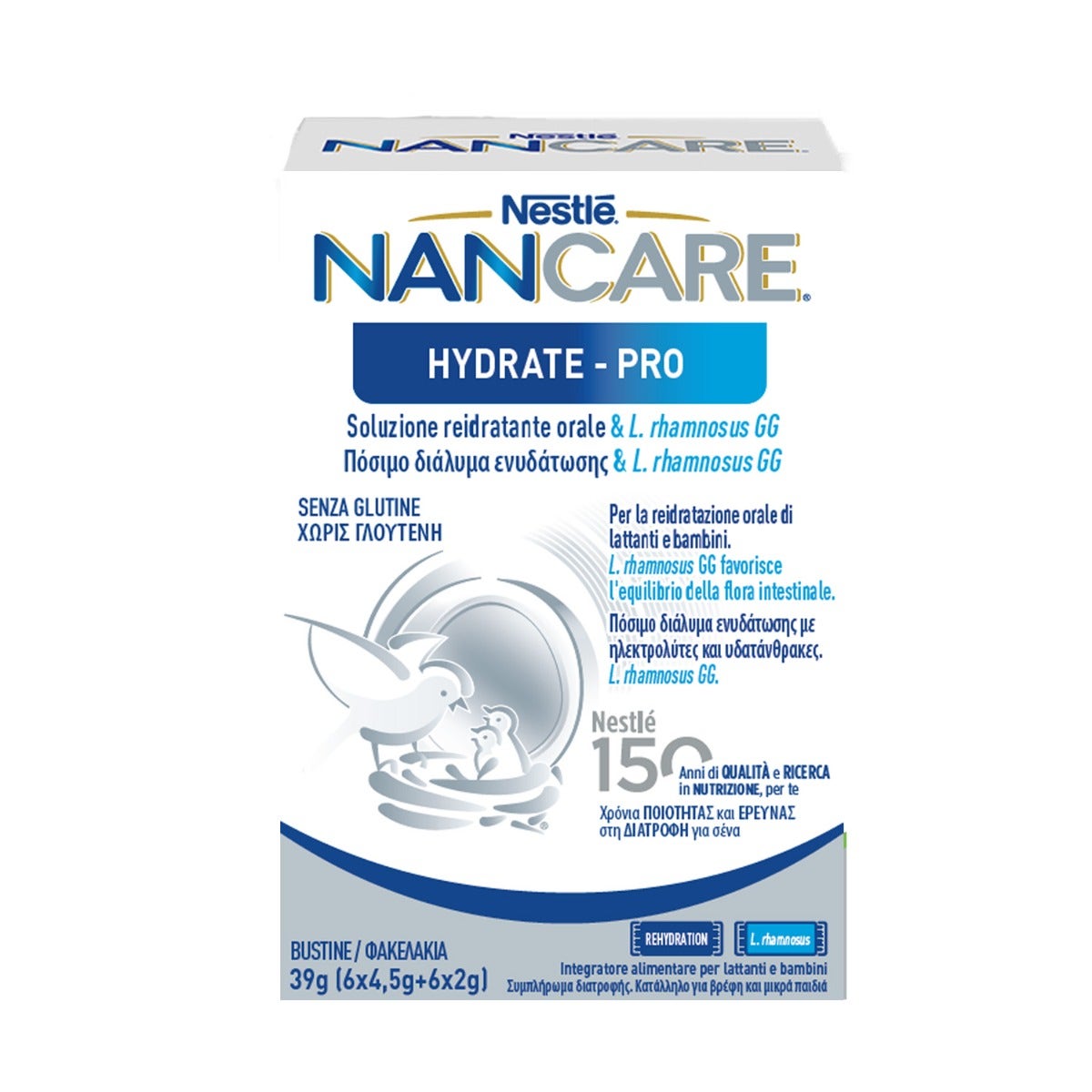 Nestlé Nancare Hydrate-pro Complément alimentaire pédiatrique pour nourrissons et enfants dès la naissance 12 sachets