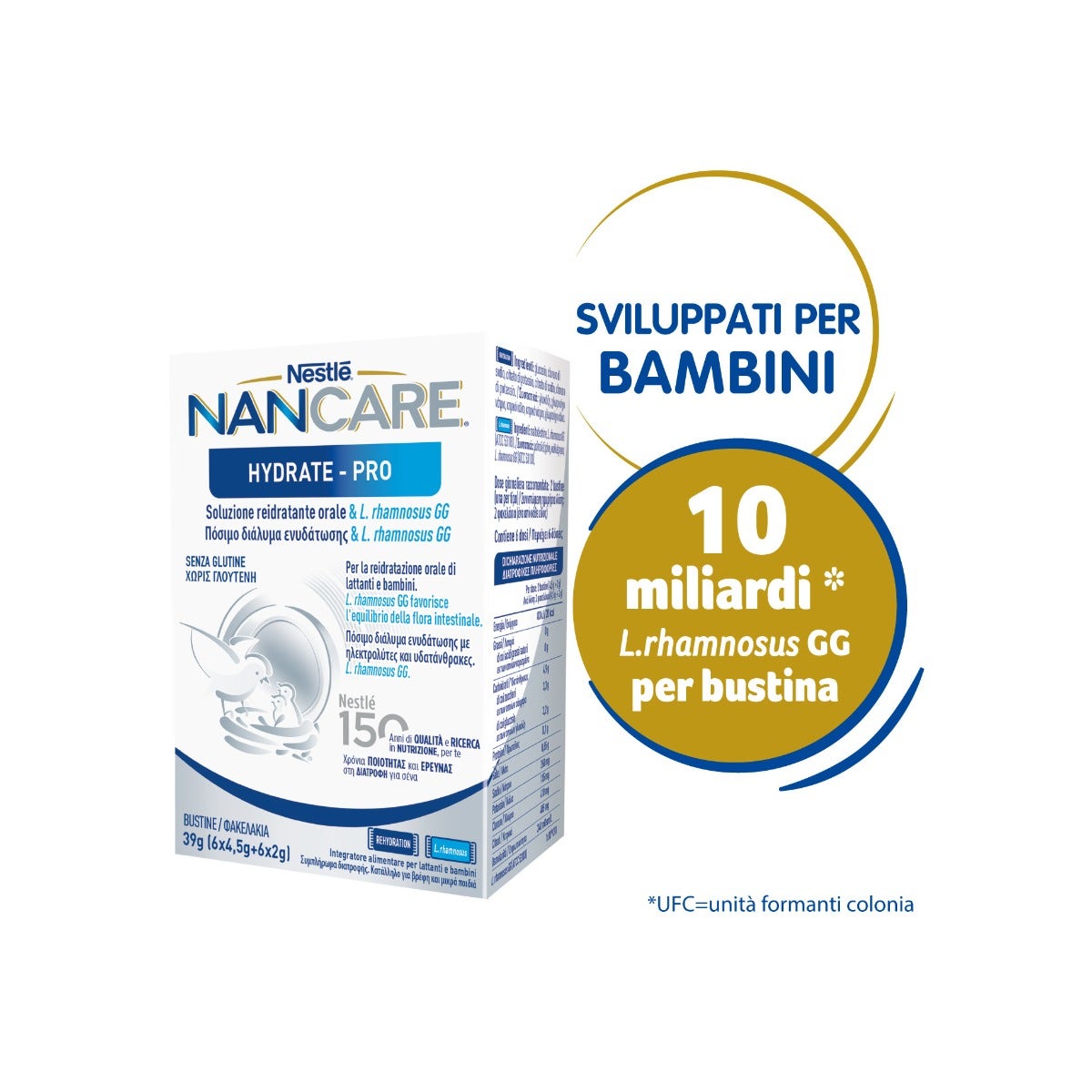 Nestlé Nancare Hydrate-pro Complément alimentaire pédiatrique pour nourrissons et enfants dès la naissance 12 sachets