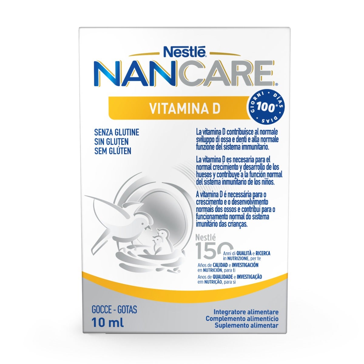 Nestlé Nancare Vitamine D Complément alimentaire pédiatrique pour nourrissons et enfants 10 ml