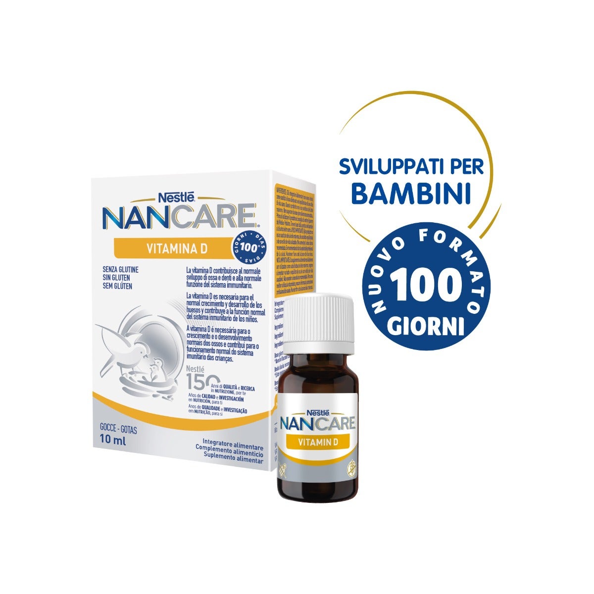 Nestlé Nancare Vitamine D Complément alimentaire pédiatrique pour nourrissons et enfants 10 ml