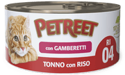 Petreet Tonno Riso Con Gamberetti Cibo Umido Per Gatti Adulti Lattina 85g