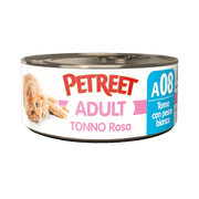 Petreet Adult Thon rose au poisson blanc pour chats, boîte de 70 g