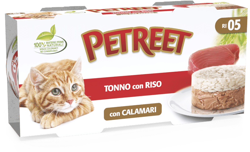 Petreet  Tonno Riso Con Calamari Cibo Umido Per Gatti Adulti 2 x170g
