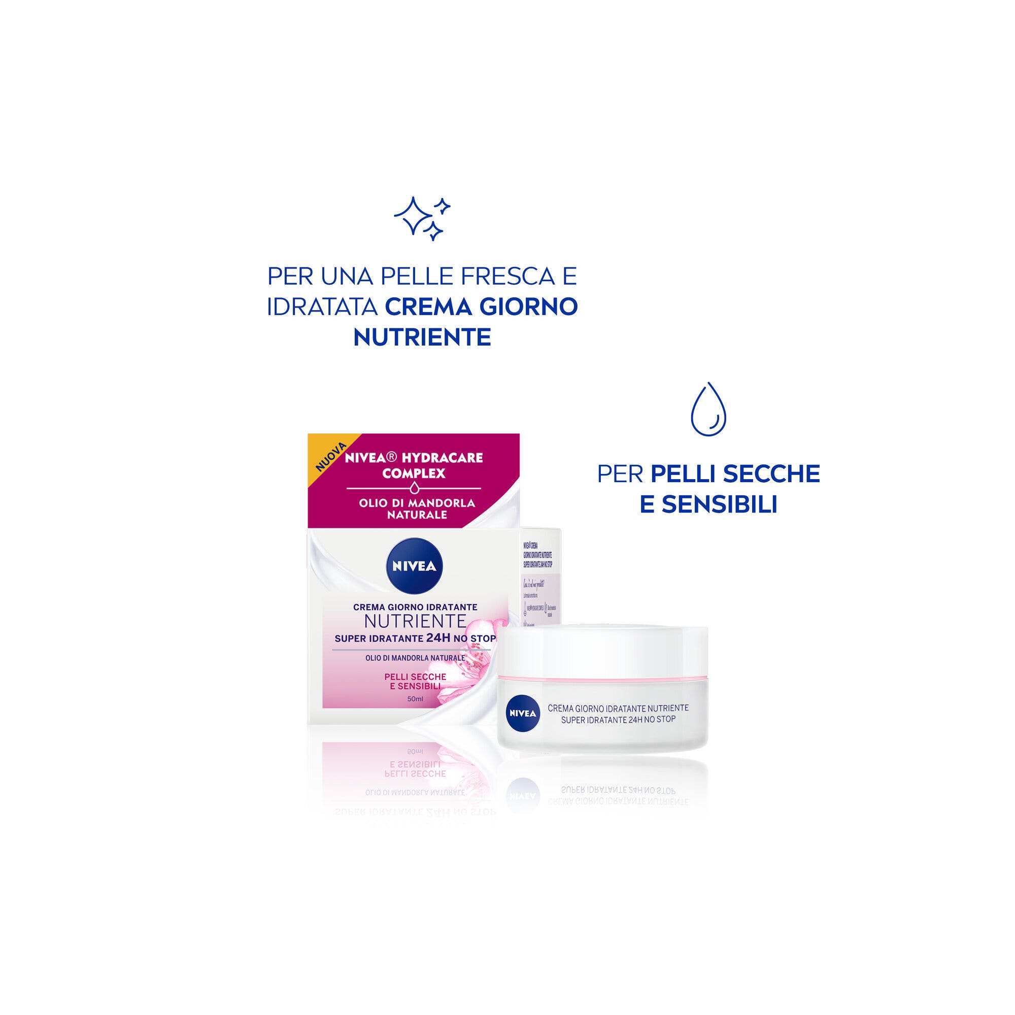 Nivea Crema Giorno Nutriente 24h Idratazione Spf15 Per Viso Idratante Pelle Secca 50ml