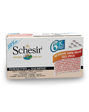 Schesir Tonnetto Con Salmone Cibo Umido Gatti Adulti Multipack 6x50g