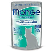 Monge Natural Superpremium cuits à la vapeur au thon et au canard, nourriture humide pour chats, 80 g