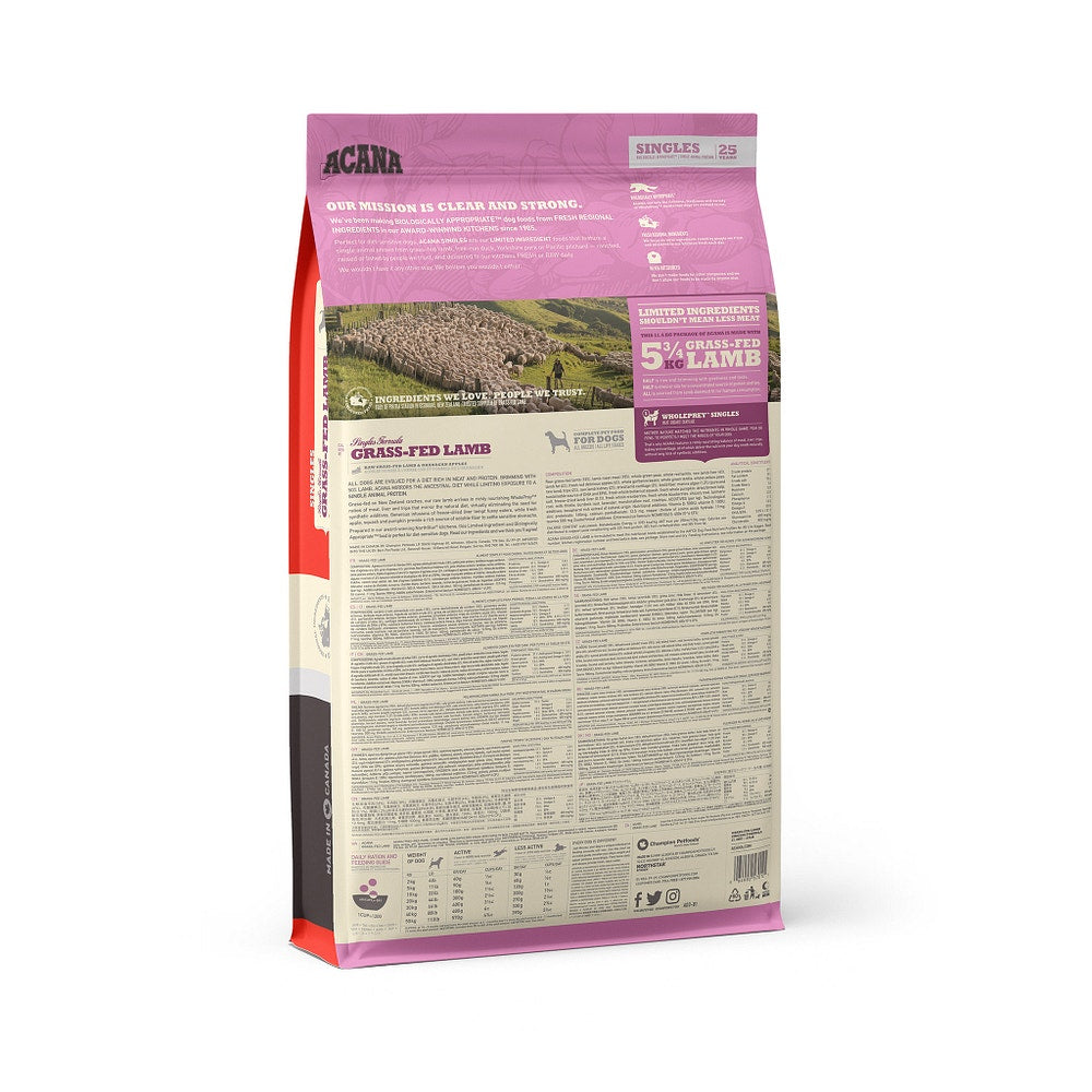 Acana Cane Grass-Fed Singles 25 Crocchette Agnello E Mele Sacco 11,4Kg