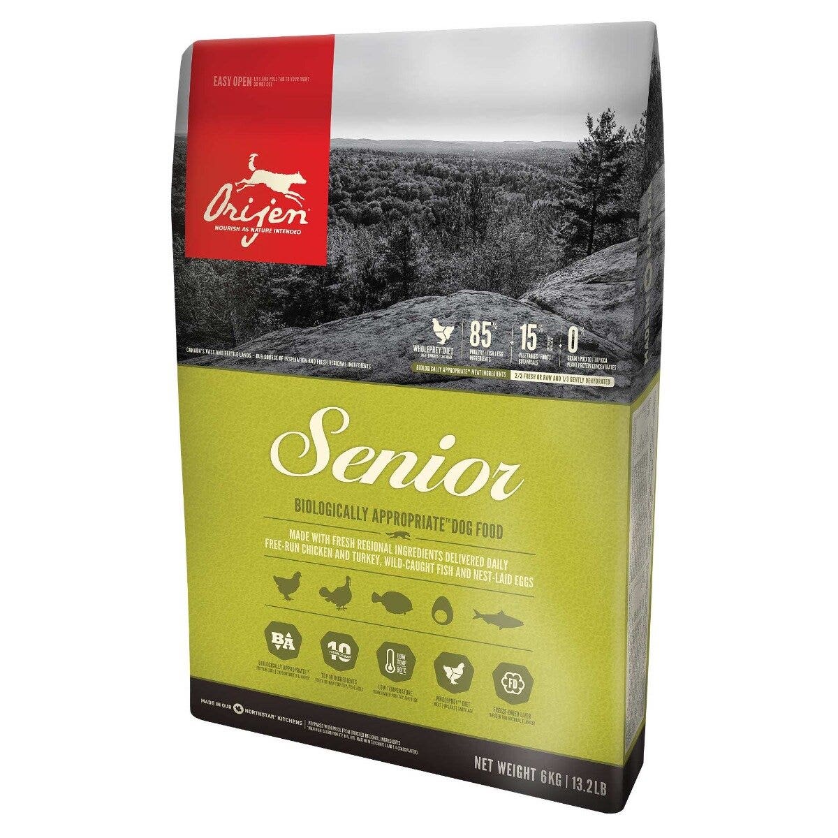 Orijen Senior Crocchette Con Pollo E Tacchino Per Cani Adulti E Anziani Sacco 11,4kg