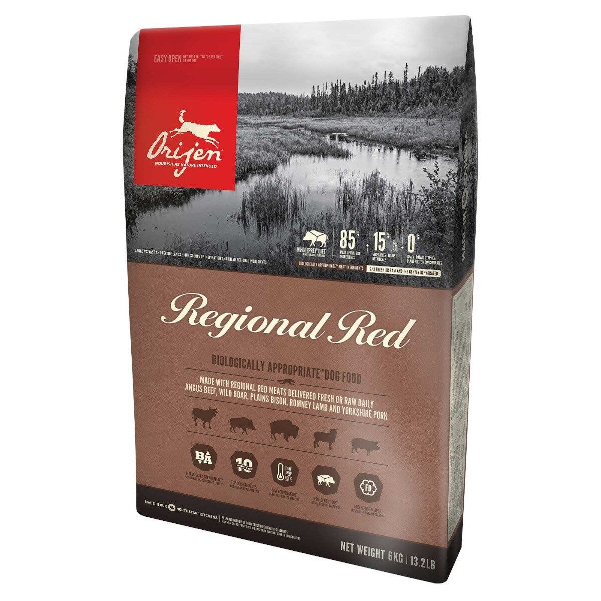Orijen Regional Red : croquettes au bœuf Angus et au sanglier pour chiens, sac de 2 kg