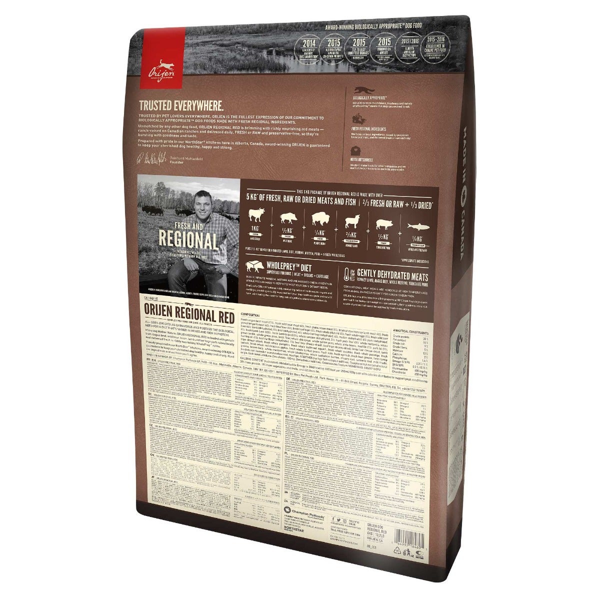 Orijen Regional Red : croquettes au bœuf Angus et au sanglier pour chiens, sac de 2 kg