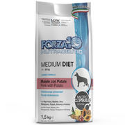 Forza10 Medium Diet Crocchette Al Maiale Con Patate Cani Adulti Taglia Media Sacco 1,5kg