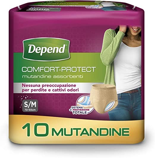 Depend Comfort-Protect Mutandine Assorbenti Donna Taglia S/M 10 Pezzi