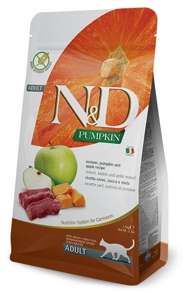 Farmina N&D Pumpkin Cerf et potiron pour chats adultes, sac de 5 kg