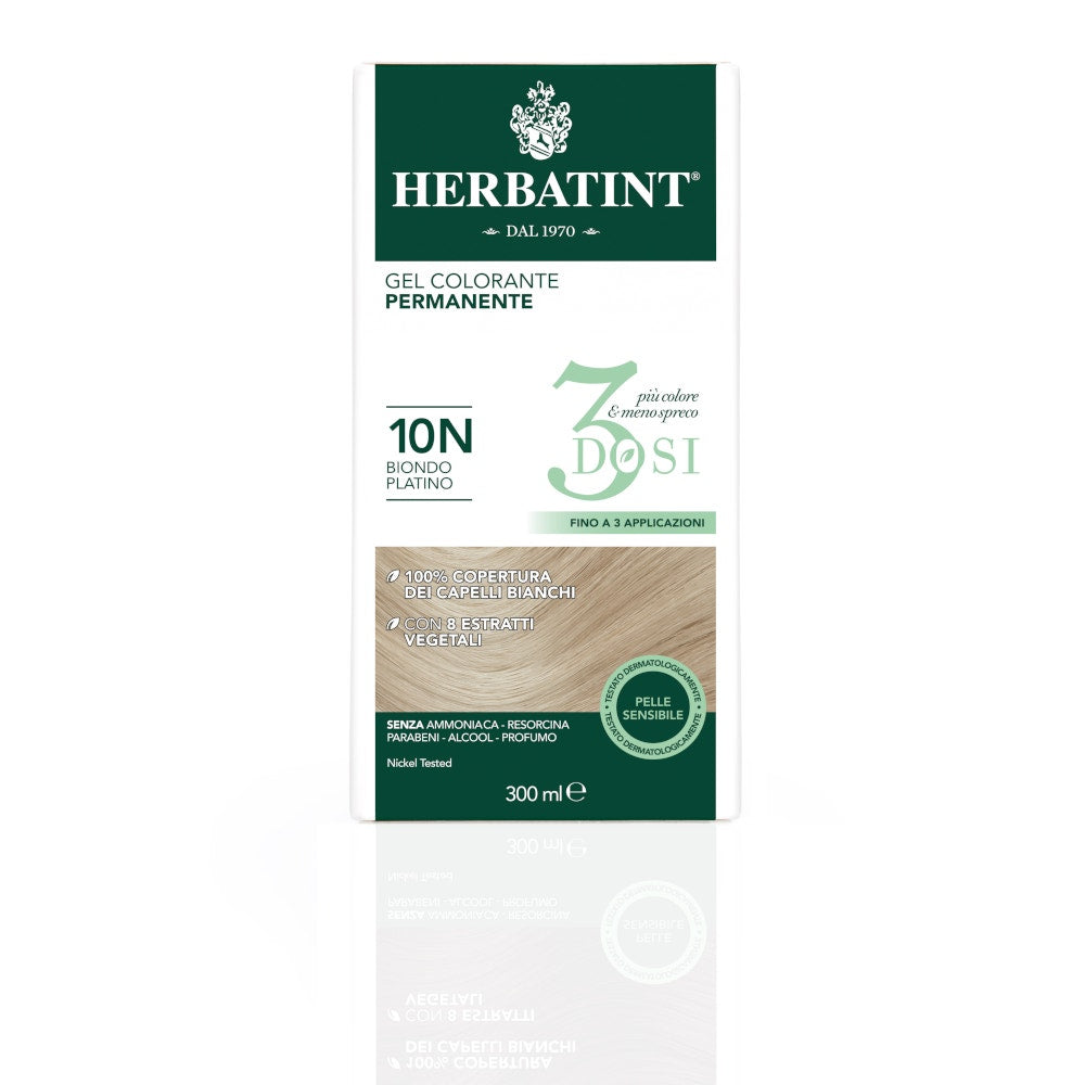 Herbatint Tintura Per Capelli Gel Permanente 10N Biondo Platino 3 Dosi 300ml